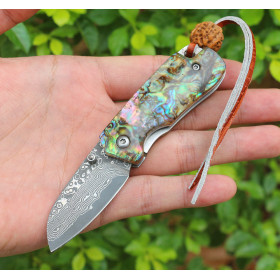 Abalone Handle Damascus Wholesale Factory Tactical Application Folding Pocket Gift Knife UD406606